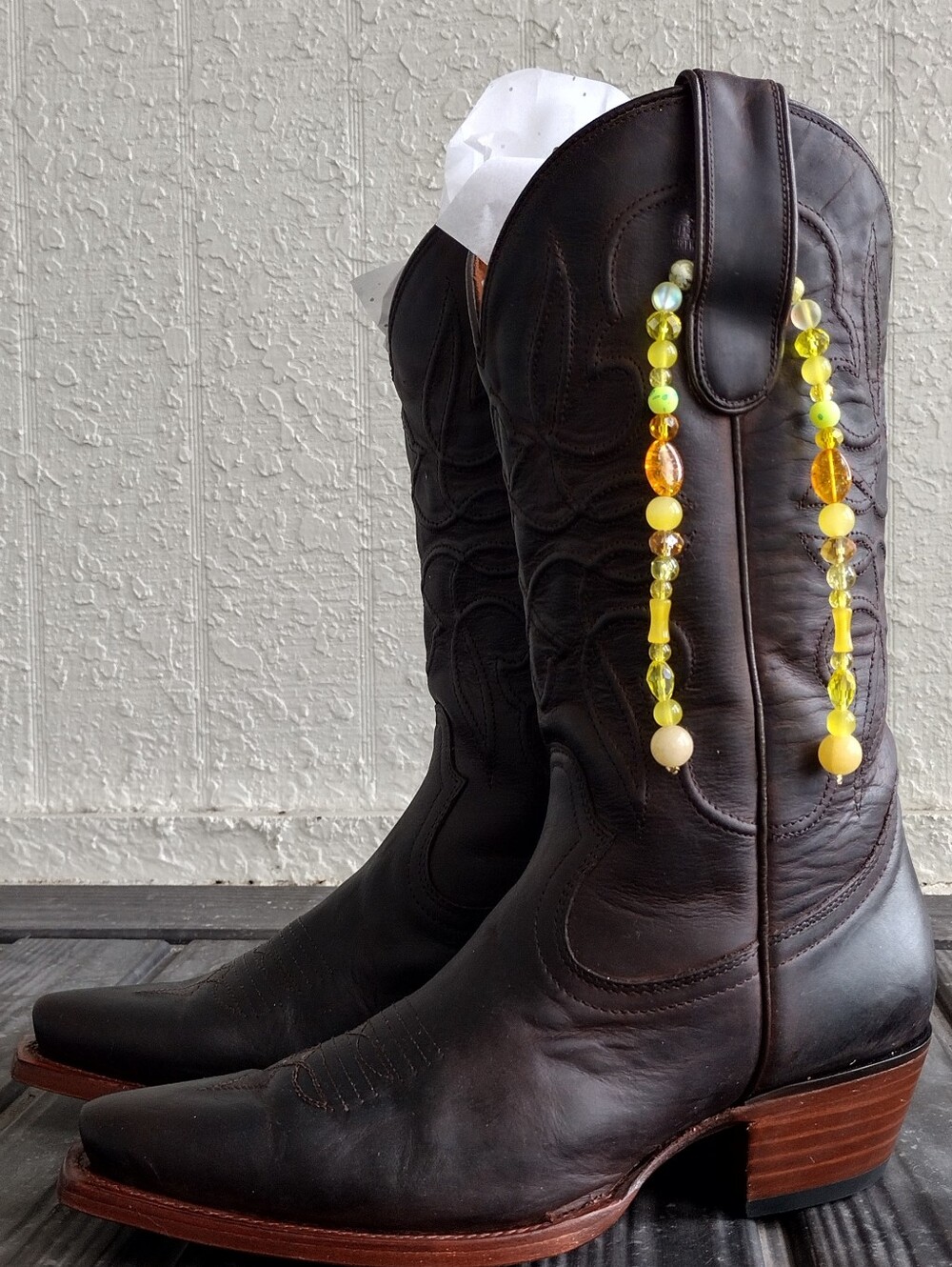 Yellow Sunshine Specialty Beaded Western Boot Charm Cowgirl Boot Jewelry - Picture 4 of 6